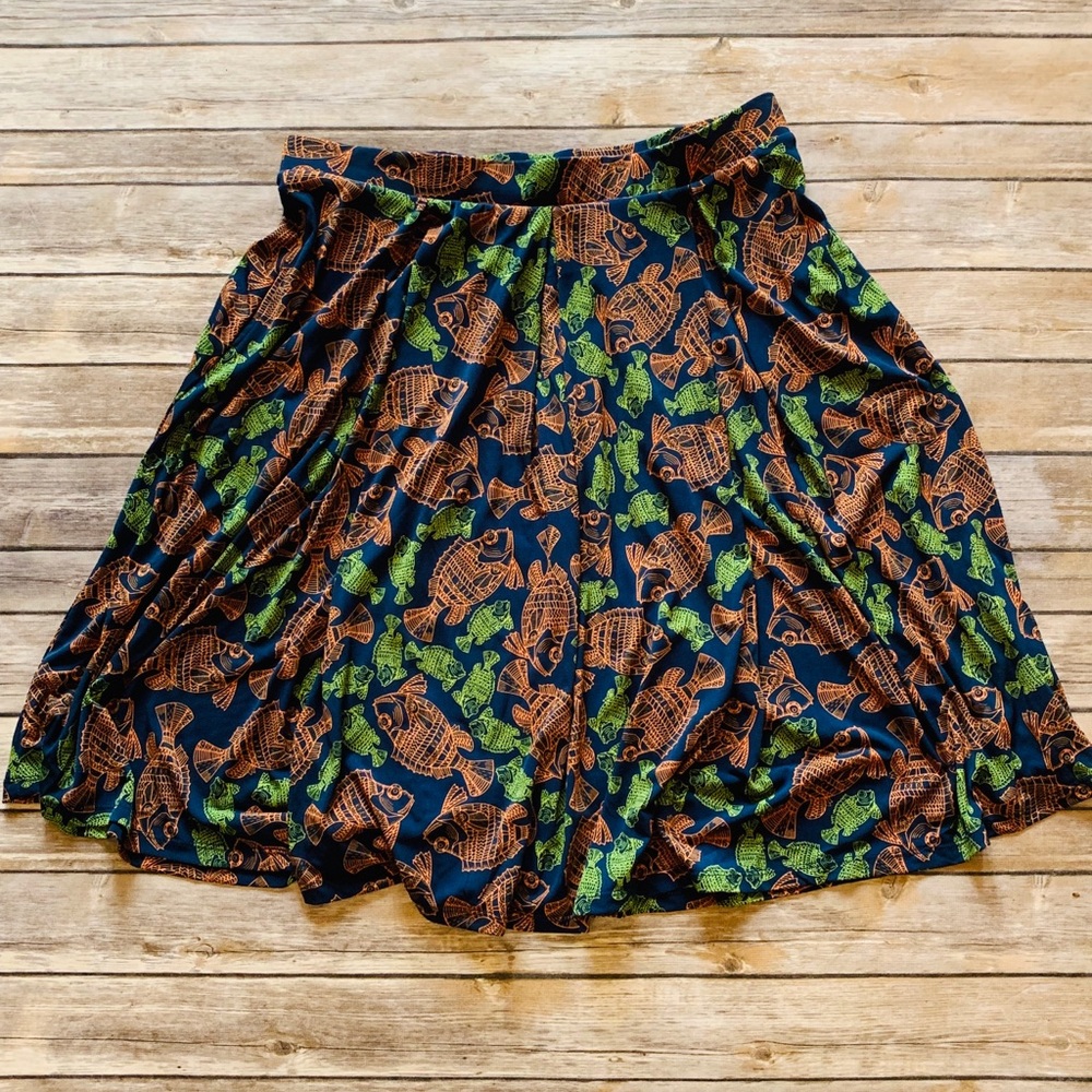 LuLaRoe Madison fish print skirt XL